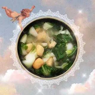 A tofu fruit fan soup