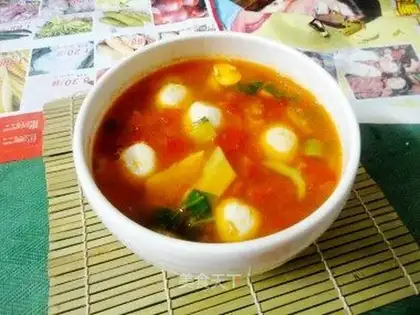 Tomato fish ball soup