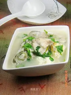 Sea perch head tofu soup