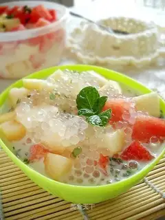 Fruit Sauce with Coconut Sago