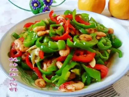 Shrimp with double pepper in oyster sauce