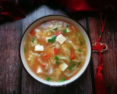 Tomato bean curd soup