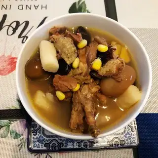 A casserole with black beans