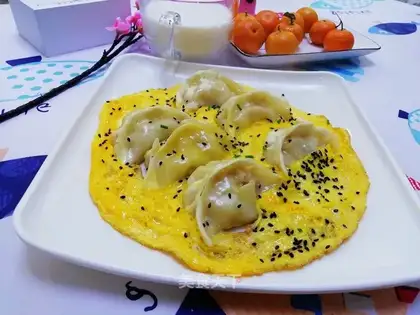 Eggs holding dumplings