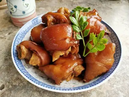 Red burning pig hoof