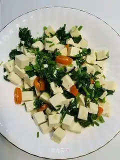 Celery leaves and tofu