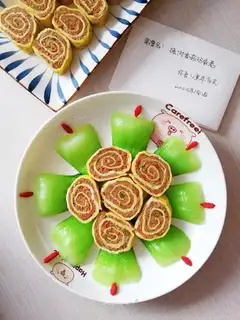 Flowers with expensive egg rolls