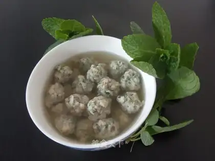 Pork mushroom mint balls