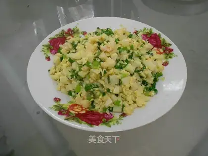 Scrambled eggs with Huaishan shrimp