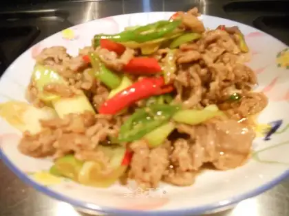 lamb with fried green onions