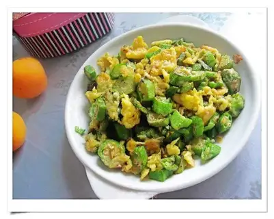 Scrambled eggs with okra