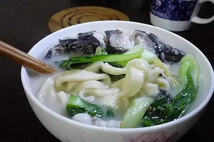 Delicious fish soup handmade noodles