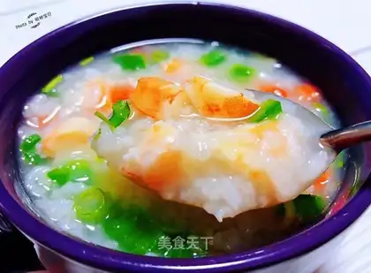 Vegetable shrimp congee