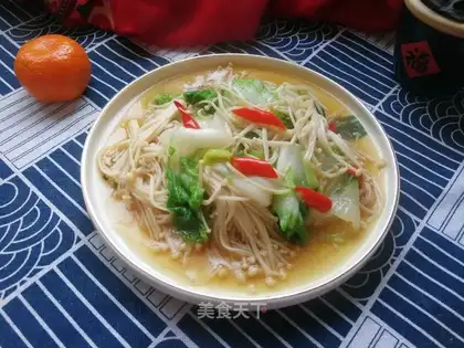 Yellow cabbage and golden mushrooms