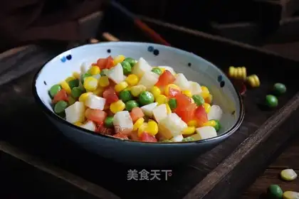 Tomato corn fried peas