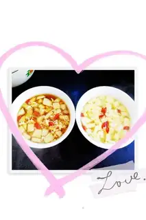 Apple rice egg soup