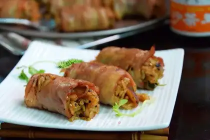 Sand mushroom bacon rolls