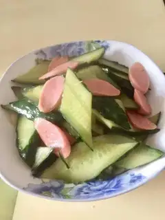 Cucumber ham and sausage