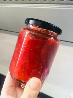 Sweet sour and sweet with strawberry sauce