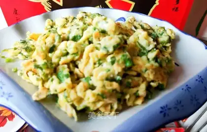 Celery leaves and fried eggs