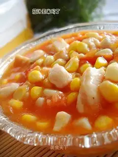 diced chicken with corn in tomato sauce