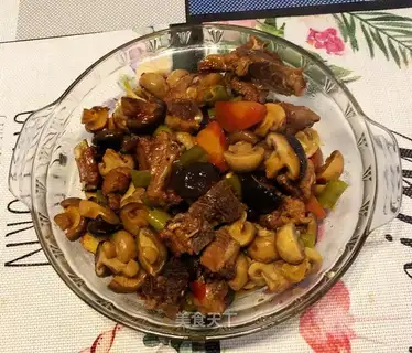 Two mushrooms burning ribs