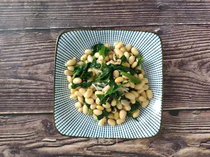 Celery leaves with soybeans