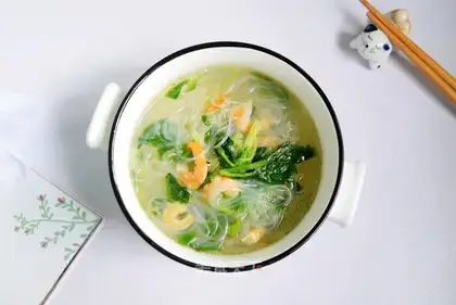 The fan shrimp celery soup