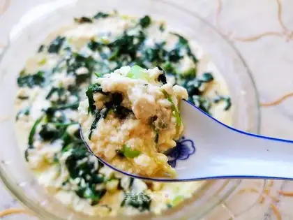 Celery leaves and eggs