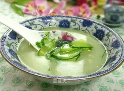Preserved egg and cucumber soup