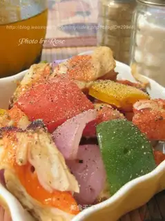 Grilled crab meat and bell pepper