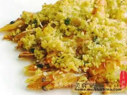 Grilled shrimp with bread flour