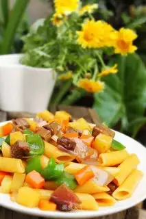 Colorful vegetable pasta