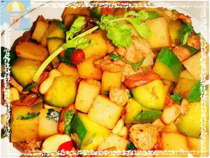 Kung Pao potato and beef diced