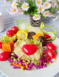 Steamed cod with mushroom flavor