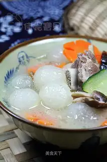Stewed pork ribs with lychee and preserved egg