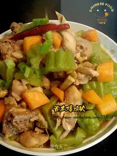 Fried chicken nuggets with bitter gourd