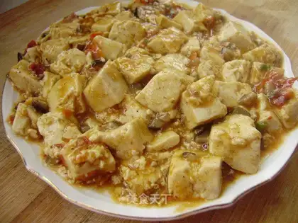 Stewed tofu with mushrooms and spicy tofu