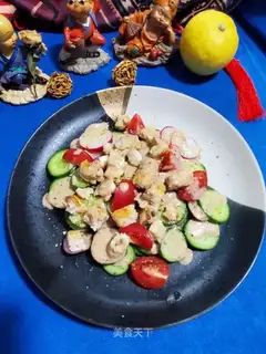 Cherry carrots, cucumber pheasant salad