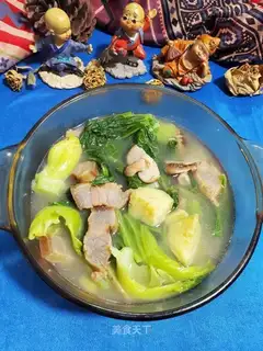 Salted potatoes and mustard soup