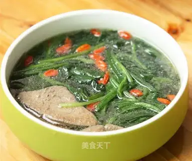 Pork liver spinach soup