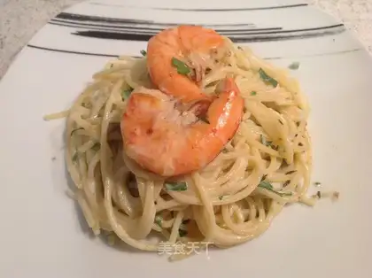 Brested shrimp pasta