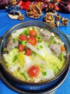 Cow-ball cabbage soup
