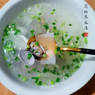 Flowers and melon soup