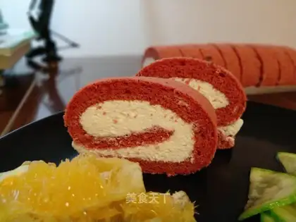 A red velvet cake roll