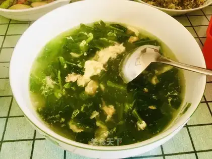Salted eggs, green soup