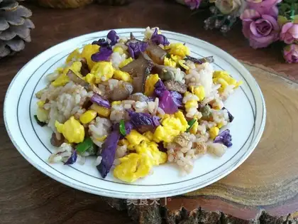 Sea cucumber, blue egg, fried rice