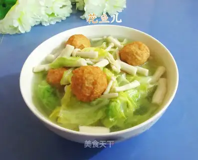 Seafood mushrooms, golden fish eggs, broccoli