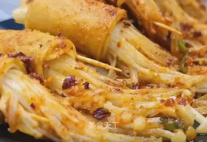 Golden mushrooms and bean rolls