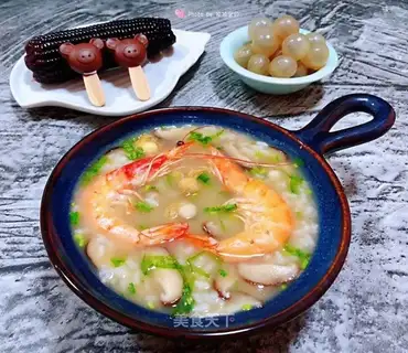 Shrimp sushi mushroom congee